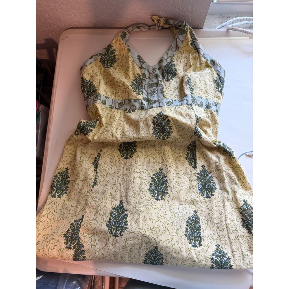GAP Vintage Block Print Halter Dress Size 14 Boho Cottagecore Summer